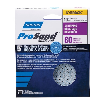 Norton Abrasives Norton ProSand 5 in. Ceramic Alumina Hook and Loop A975 Sanding Disc 80 Grit Coarse 10 pk 07660703223